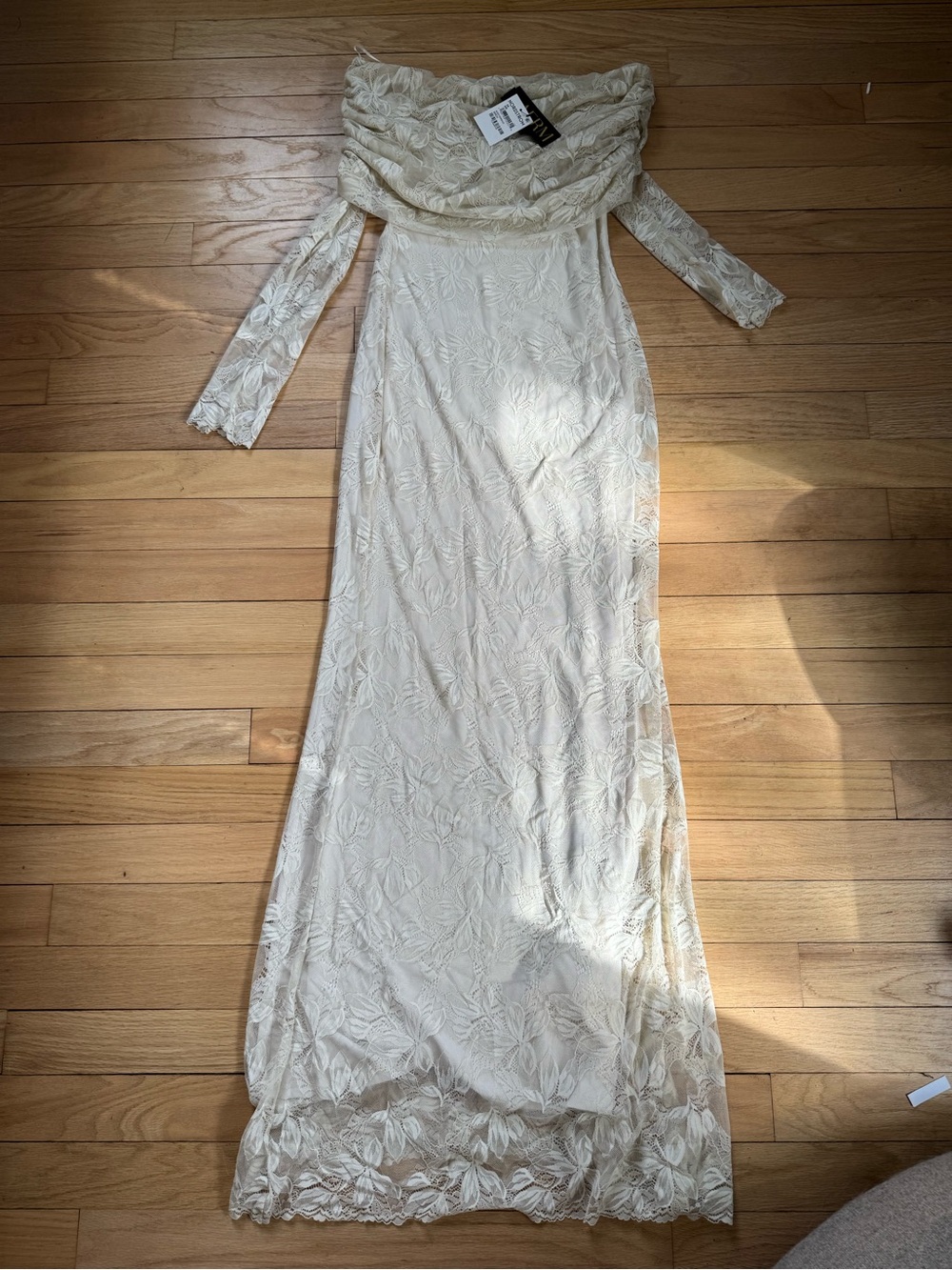 AFRM Ivory Off-Shoulder Lace Maxi Dress
